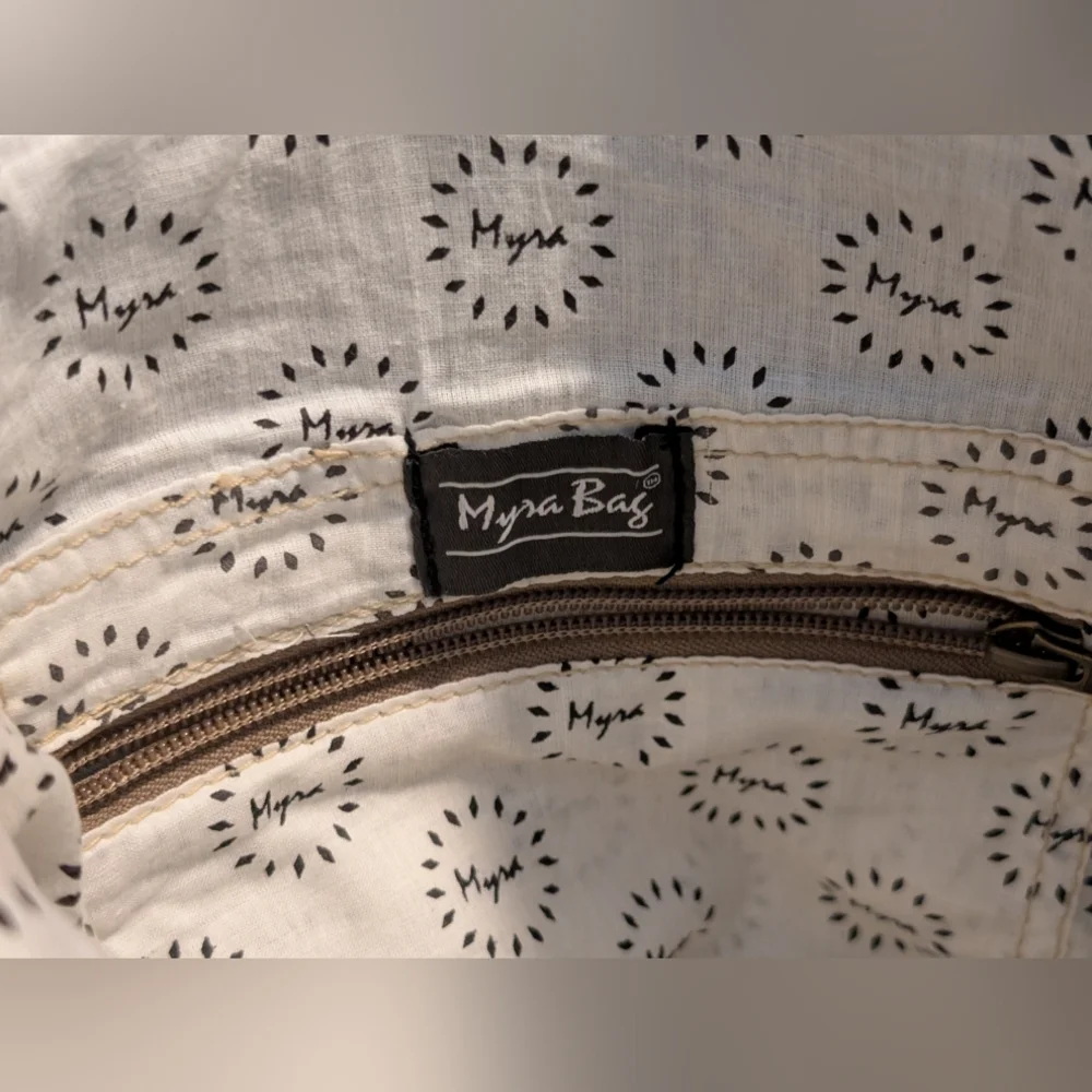 Myra Bag Boho Cotton Carve Leather Crossbody Purse Bag